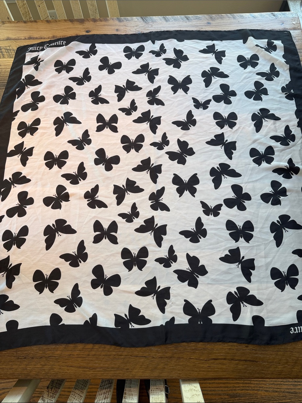 Juicy Couture Black and White Butterfly Scarf